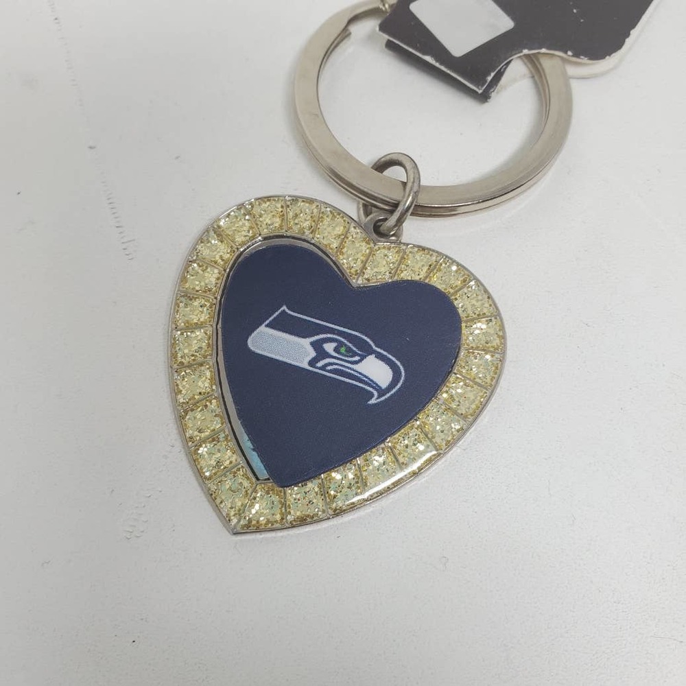 Rico Industries NFL Metal Rhinestone Heart Keychain - Seattle Seahawks